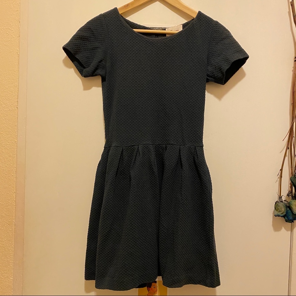 Navy blue waffle print Ganni dress XS